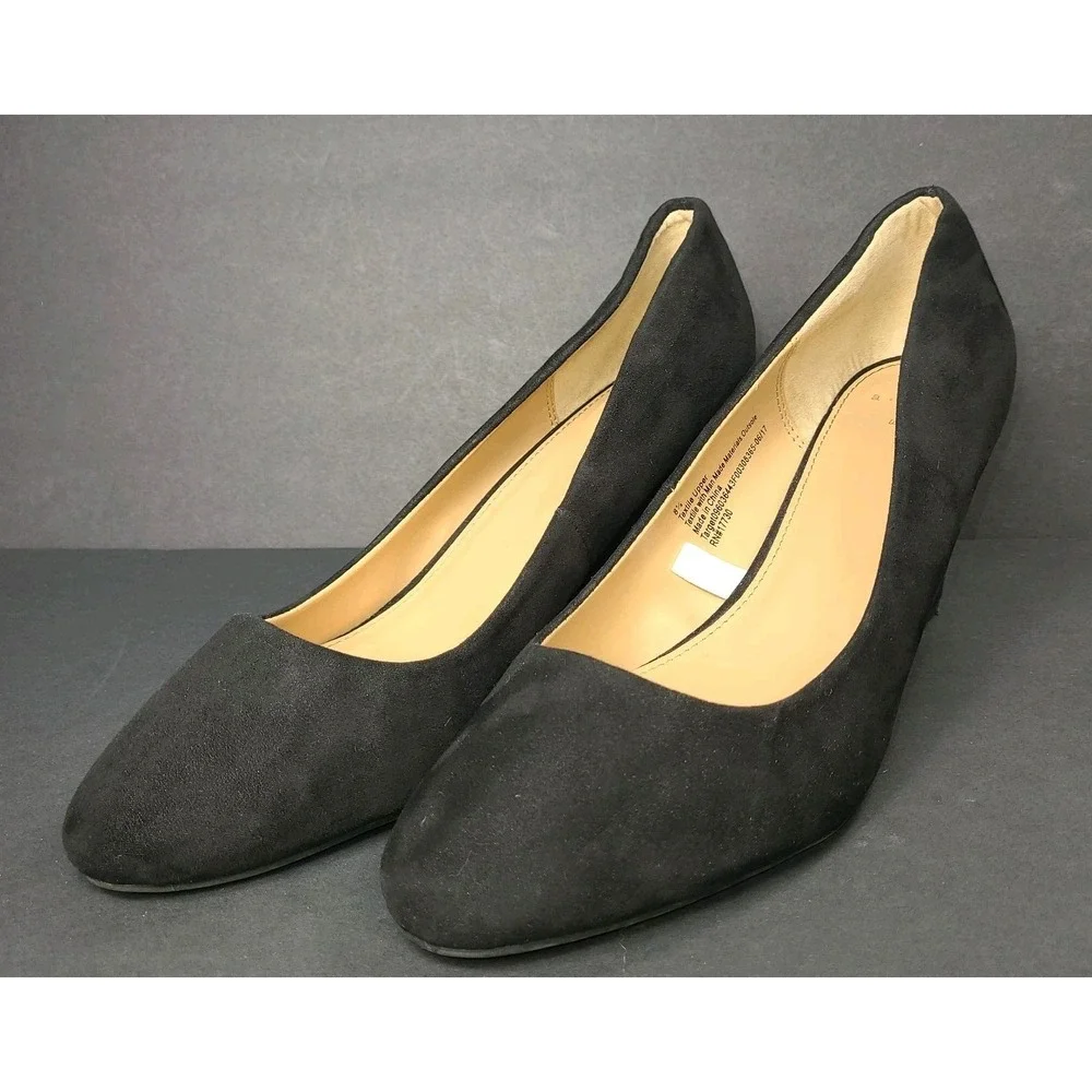 A New Day Women's Pumps – Size 8.5 – Black Faux Suede Wedge Heel Shoes – Classic